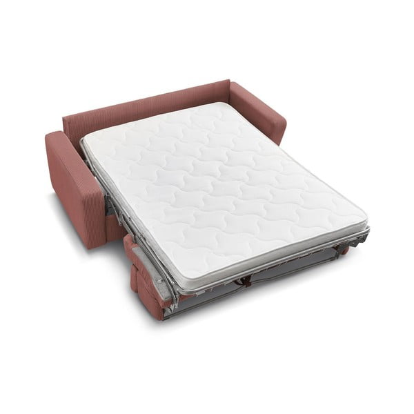 Rózsaszín kordbársony kinyitható kanapé 195 cm Monaco – Bobochic Paris-image-4