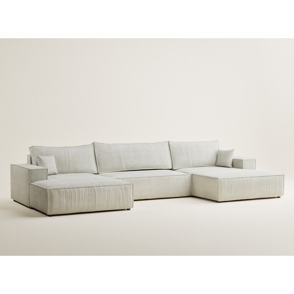 Krémszínű zsenília kinyitható-tárolóhelyes sarokkanapé (U alakú) Kyoto – Maison de Rêve-image-2