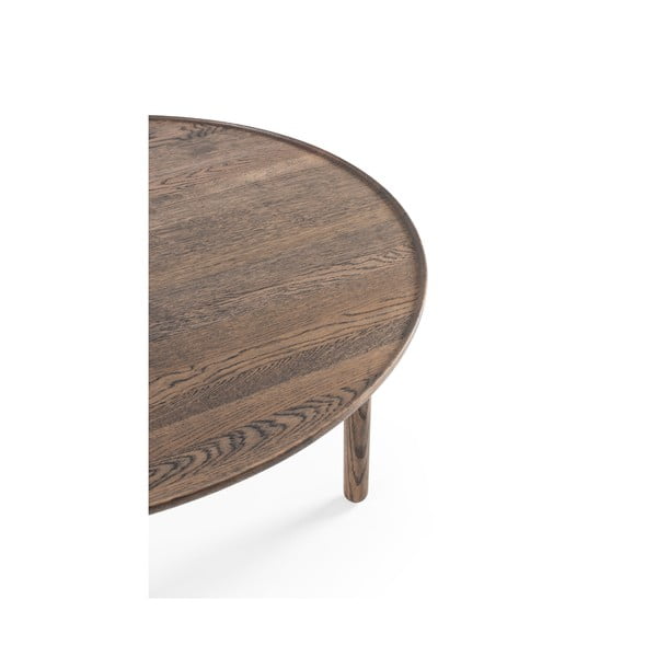 Barna tölgyfa kerek dohányzóasztal ø 100 cm Mu – Gazzda-image-2