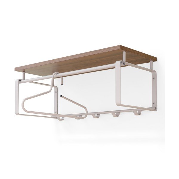 Natúr színű-szürkésbarna acél fali fogas polccal 70 cm Rex – Spinder Design