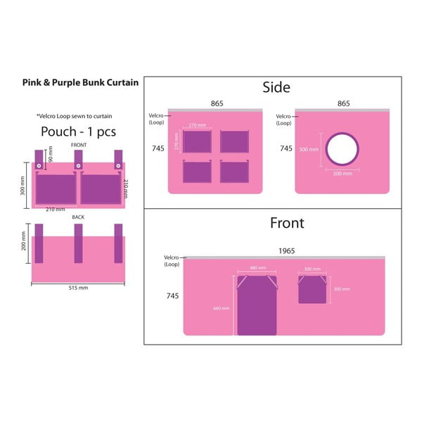 Gyerek függöny ágyhoz 3 db-os 195x75 cm Bella – Vipack-image-3