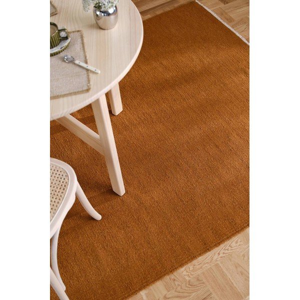Mustársárga kézi szövésű gyapjúkeverék szőnyeg 160x230 cm Row – Jotex-image-1