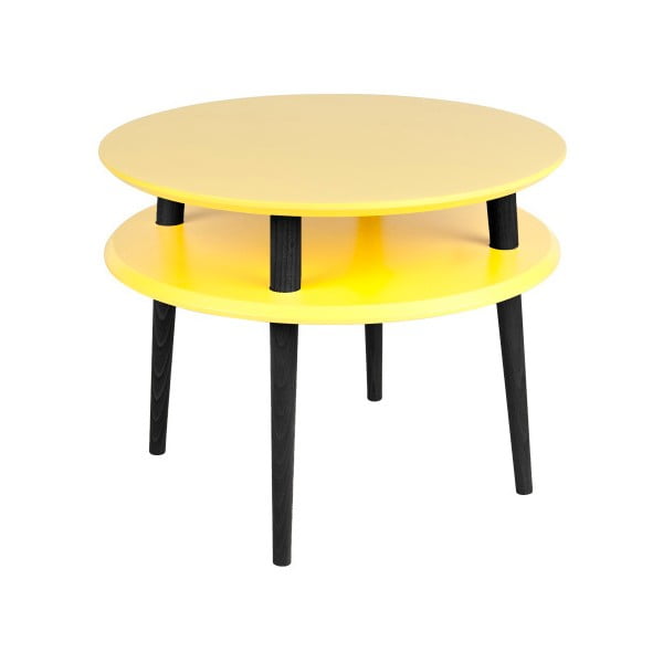 UFO sárga dohányzóasztal fekete lábakkal, ⌀ 57 cm - Ragaba