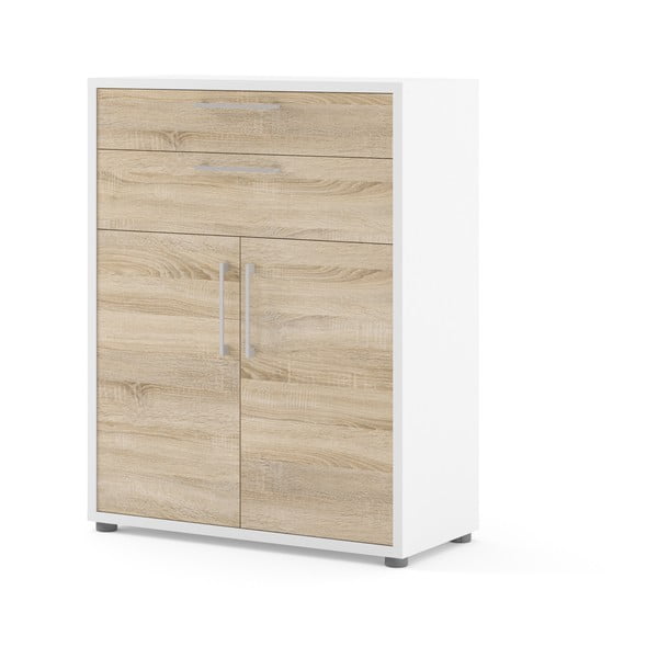 Fehér-natúr színű moduláris könyvespolc tölgyfa dekorral 89x113 cm Prima – Tvilum-image-1