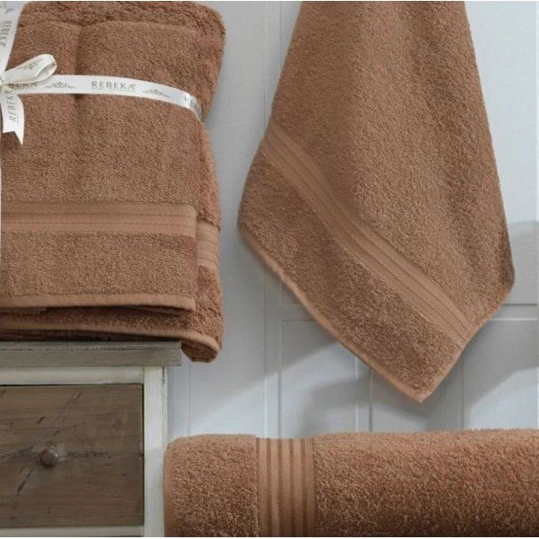 Barna pamut törölköző és fürdőlepedő készlet 2 db-os – Mila Home-image-1