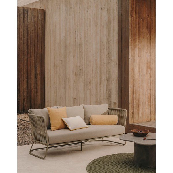 Khaki acél kerti kanapé Saconca – Kave Home-image-1