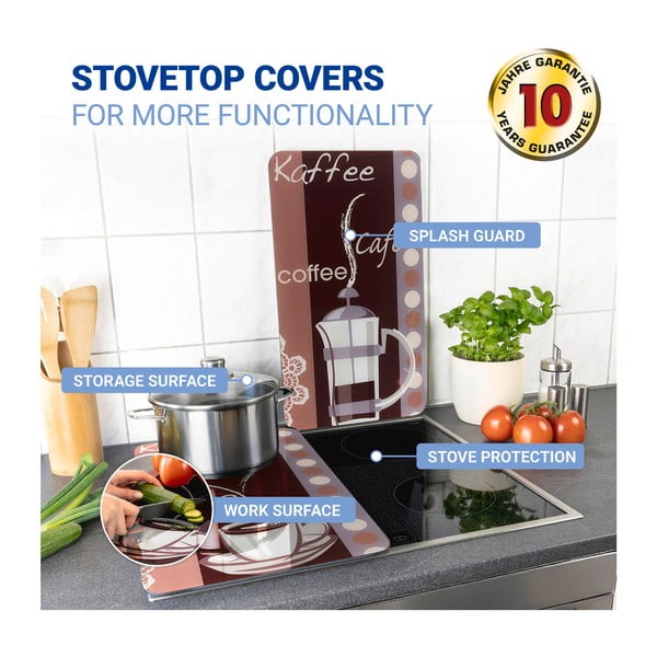 Edzett üveg tűzhely fedőlap szett 2 db-os 30x52 cm Coffee – Maximex-image-4
