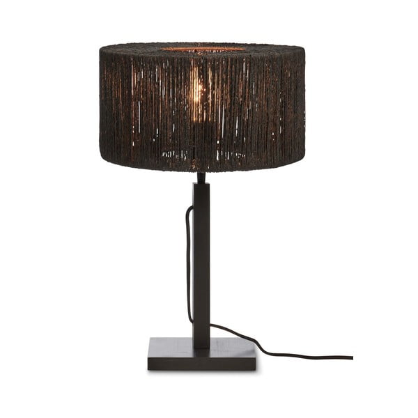Fekete asztali lámpa juta búrával (magasság 37 cm) Iguazu – Good&Mojo