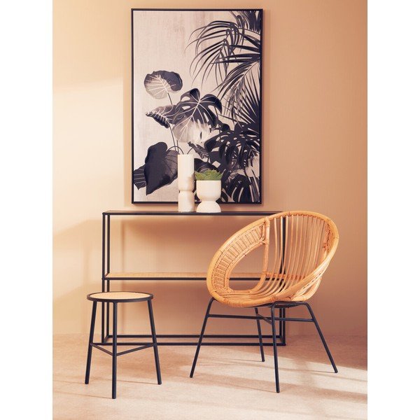 Fekete-natúr színű rattan ülőke Depok – Premier Housewares-image-3