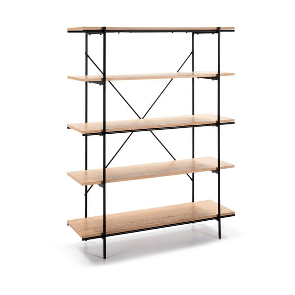 Amina könyvespolc tölgyfa dekorral és fekete lábakkal - Marckeric-image-2