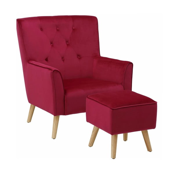 Mandy bársony vörös fotel lábtartóval - Støraa