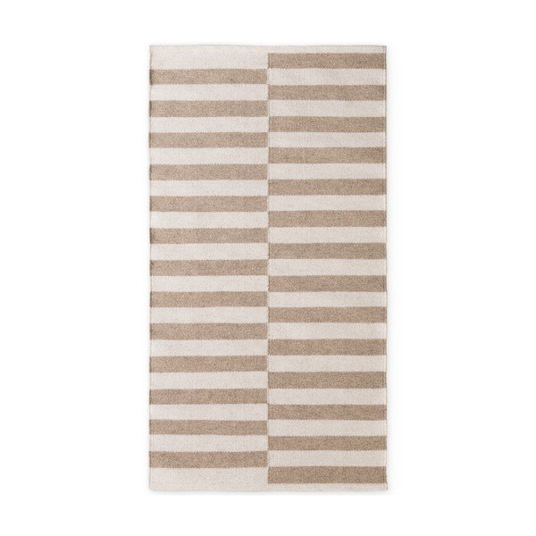 Fehér-világosbarna kétoldalas-kézi szövésű gyapjú szőnyeg 80x150 cm Vika – Hanse Home