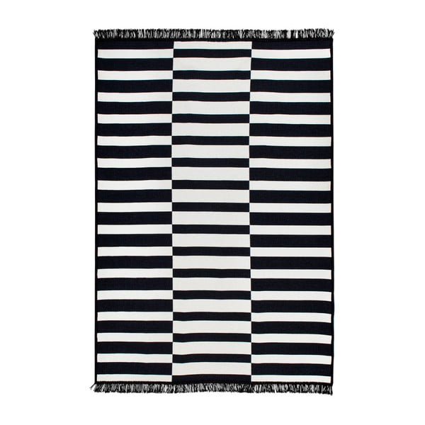 Poros fekete-fehér kétoldalas szőnyeg, 140 x 215 cm