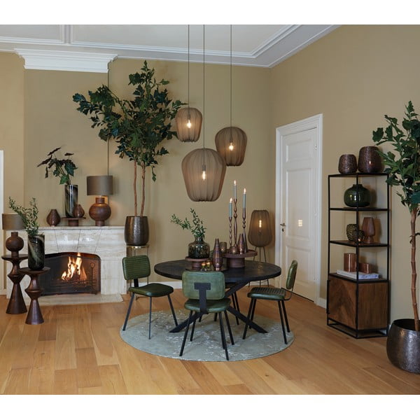 Fekete kerek étkezőasztal akácfa asztallappal ø 120 cm Yellov – Light & Living-image-1