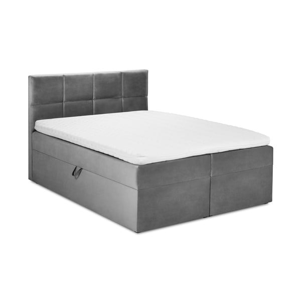 Szürke boxspring ágy tárolóhellyel 200x200 cm Mimicry – Mazzini Beds