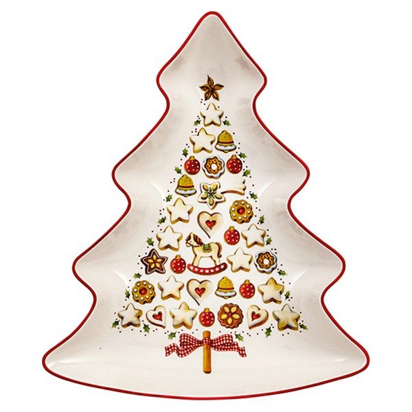 Tree piros-fehér porcelán karácsonyfa alakú szervírozó tál - Villeroy & Boch-image-2