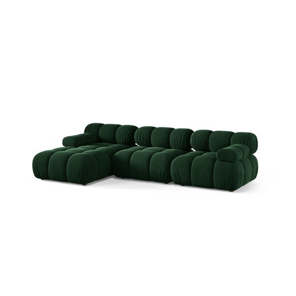 Sötétzöld bársony moduláris sarokkanapé (bal oldali-heverő résszel) – Micadoni -image-2