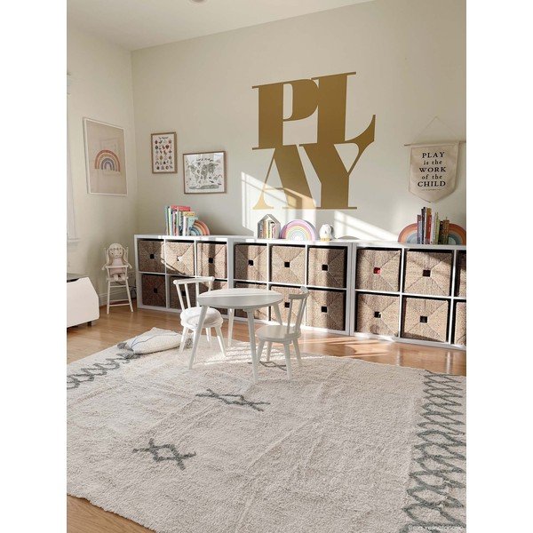 Kék-krémszínű mosható kézi szövésű pamut szőnyeg 170x240 cm Atlas Natural – Lorena Canals-image-1