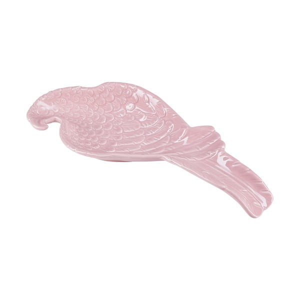 Papagáj alakú rózsaszín kerámia tányér, 24,3 x 9,4 cm - Miss Étoile