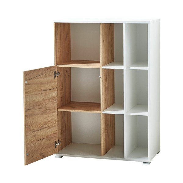 Fehér könyvespolc tölgyfa dekorral 85x120 cm Lioni - Germania-image-3