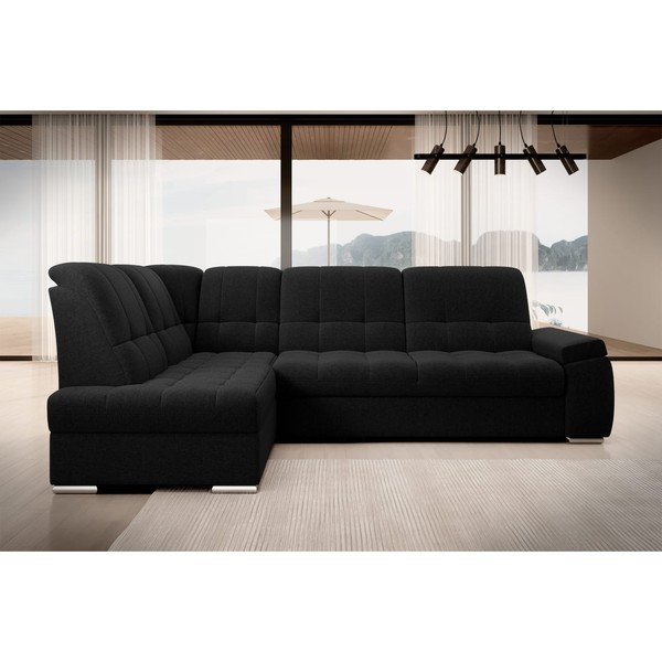 Fekete kinyitható-tárolóhelyes sarokkanapé (bal oldali-L alakú) Sado – ELTAP-image-3