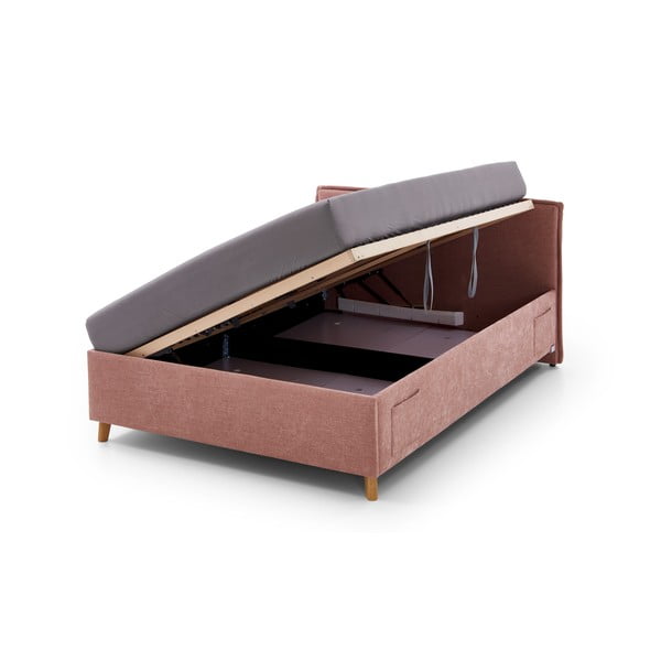 Rózsaszín kárpitozott ágyneműtartós gyerekágy ágyráccsal 120x200 cm Fun – Meise Möbel-image-2