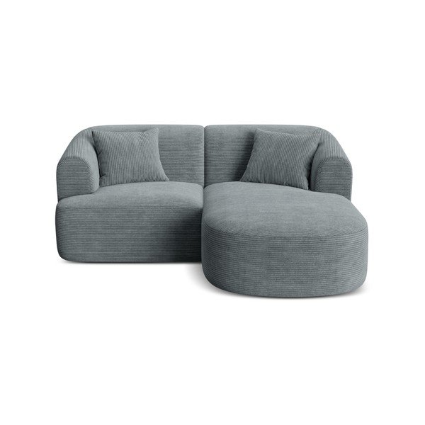 Sötétszürke kordbársony sarokkanapé (jobb oldali-heverő résszel) Campi – Cosmopolitan Design