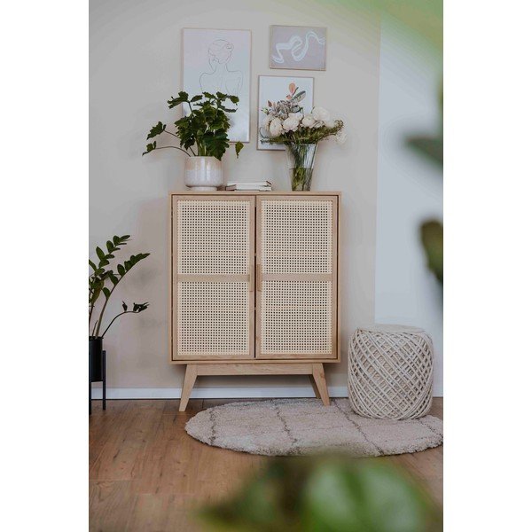 Natúr színű szekrény tölgyfa dekorral 87x110 cm Bridget – Støraa-image-1