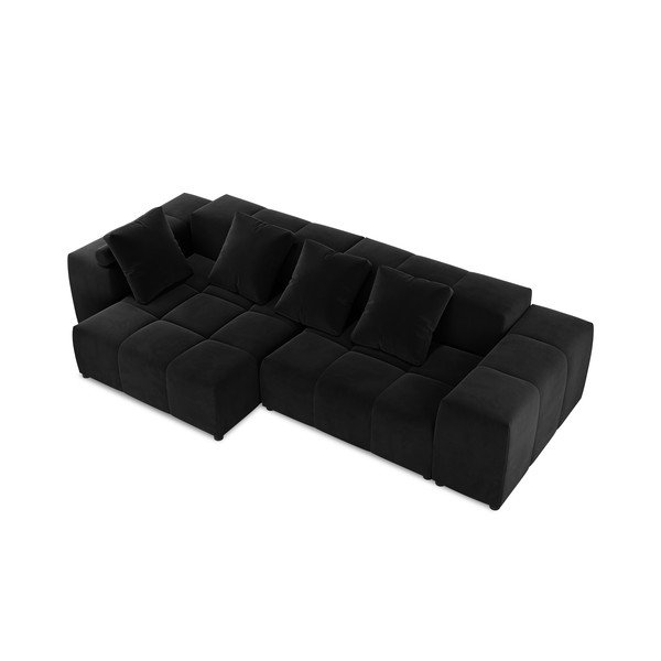 Fekete bársony sarokkanapé (variálható) Rome Velvet - Cosmopolitan Design-image-3