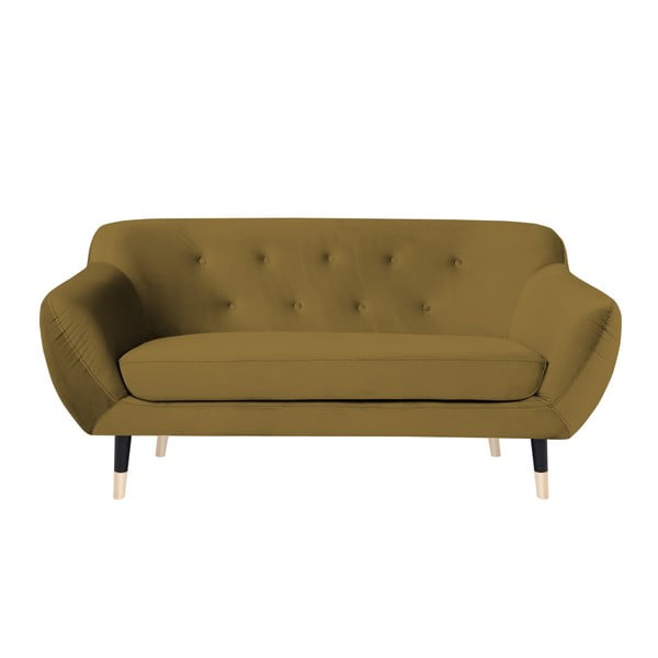 Amelie mustársárga kanapé fekete lábakkal, 158 cm - Mazzini Sofas
