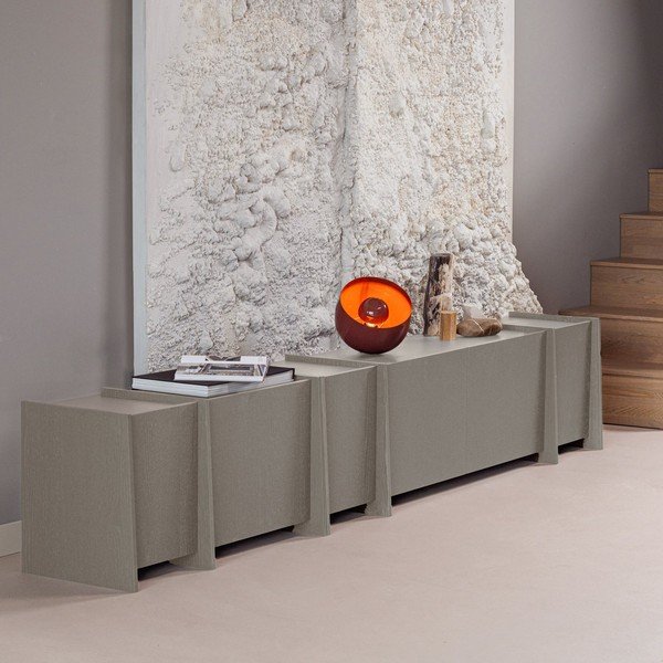 Szürke TV-állvány kőrisfa dekorral 102x53x44 cm Brock – WOOOD-image-1