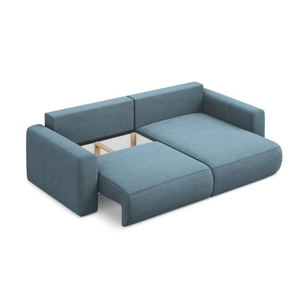 Világoskék kinyitható-tárolóhelyes sarokkanapé (jobb oldali-heverő résszel) Kapua – Makamii-image-4