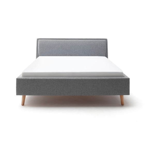 Szürke kárpitozott franciaágy ágyrács nélkül 180x200 cm Frieda – Meise Möbel-image-2