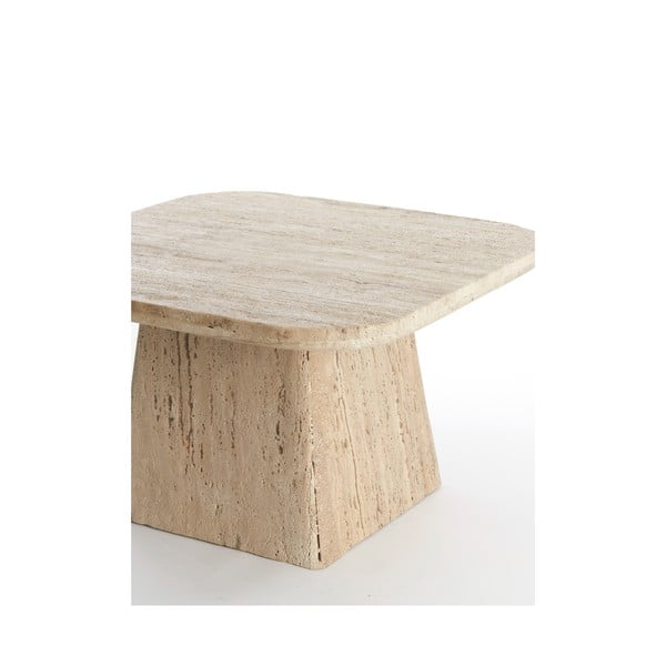 Bézs dohányzóasztal kő asztallappal 60x60 cm Kepami – Light & Living-image-3