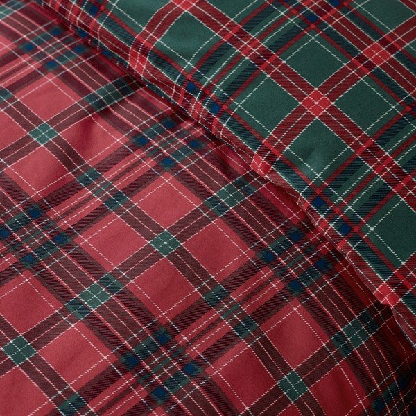 Piros-sötétzöld egyszemélyes ágyneműhuzat 135x200 cm Tartan Check – Catherine Lansfield-image-2