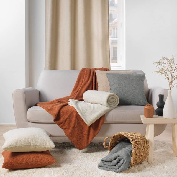 Szürke fleece takaró 180x220 cm Curly Wooly – douceur d'intérieur-image-3