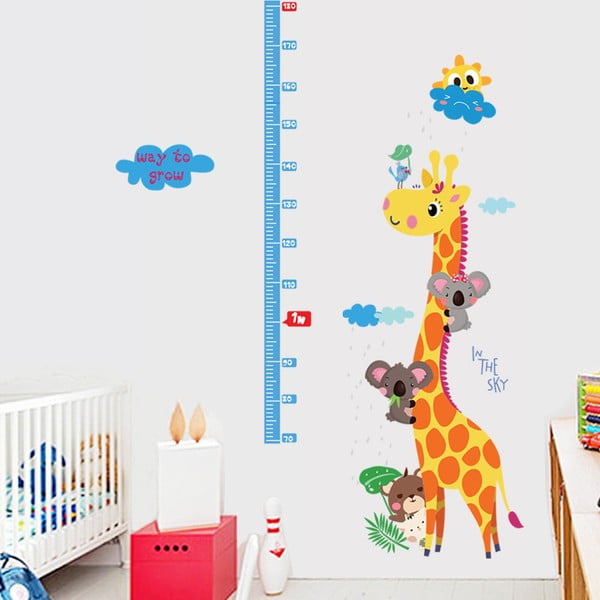 Magasságmérős gyerek matrica ajtóra-falra 60x120 cm Giraffe & Koalas – Ambiance-image-1