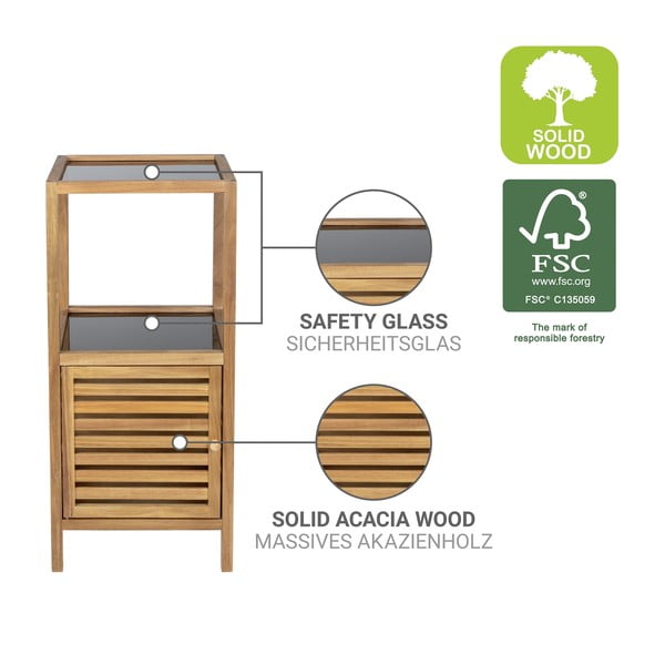 Fekete-natúr színű akácfa alacsony-keskeny fürdőszoba szekrény 39,5x86 cm Fondi – Wenko-image-3