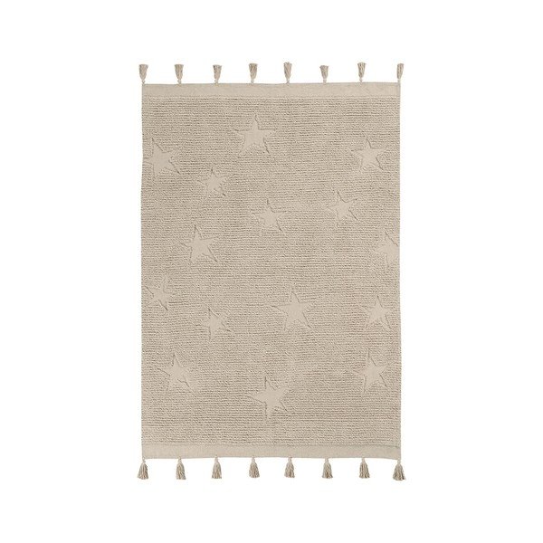 Bézs mosható kézi szövésű pamut gyerek szőnyeg 120x175 cm Hippy Stars Natural – Lorena Canals
