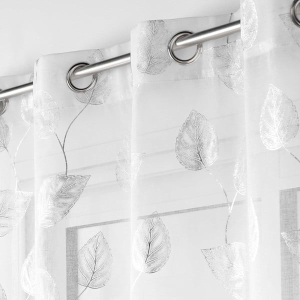 Fehér-ezüstszínű átlátszó függöny 140x280 cm Edelia – douceur d'intérieur-image-1