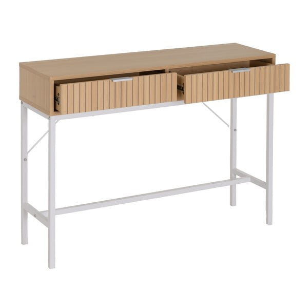 Natúr színű konzolasztal tölgyfa dekorral 30x100 cm Mid-Lines – Casa Selección-image-1