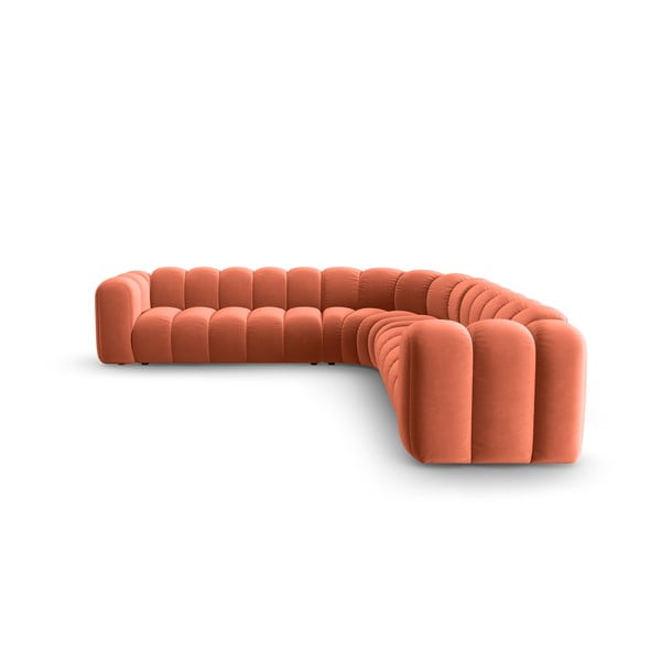 Rózsaszín bársony moduláris sarokkanapé Lupine – Micadoni -image-2