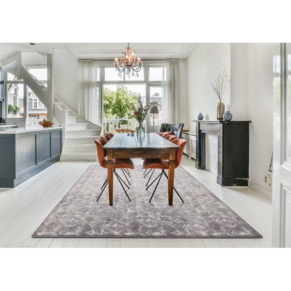 Szürke gyapjú szőnyeg 133x180 cm Moire – Agnella-image-1