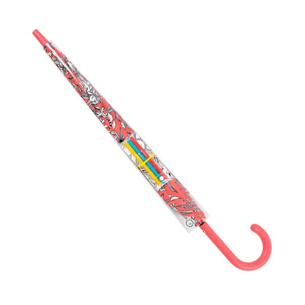 Coloring kifesthető botesernyő piros részletekkel, 3 vízálló filctollal, ⌀ 122 cm - Ambiance
