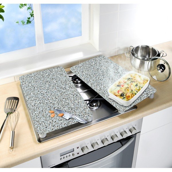 Edzett üveg tűzhely fedőlap szett 2 db-os 30x52 cm Granite  – Wenko-image-4