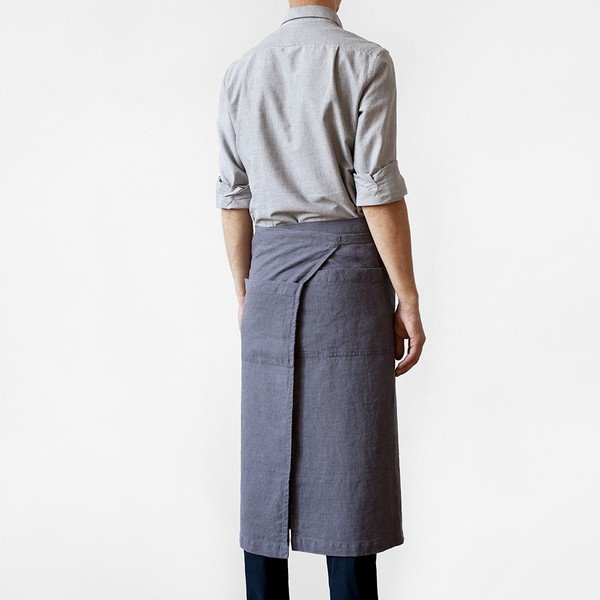 Chef sötétszürke len kötény, hosszúság 76 cm - Linen Tales-image-1