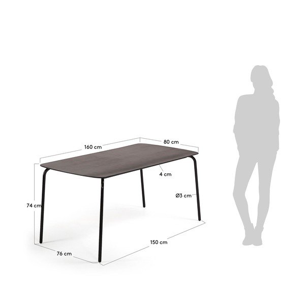 Tramp fekete asztal, 160 x 80 cm - La Forma-image-4