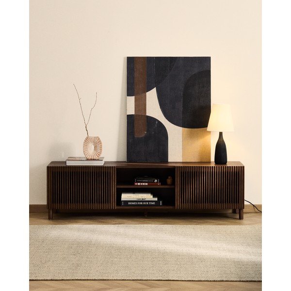 Sötétbarna TV-állvány diófa dekorral 180x49,5x42,5 cm Beyla – Kave Home-image-1