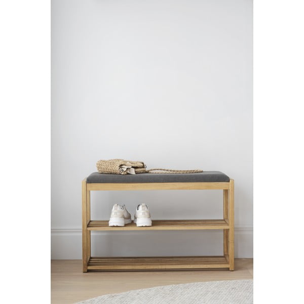 Natúr színű tölgyfa ülőkés cipőtartó Confetti – Rowico-image-3