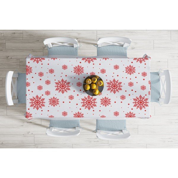 Red Snowflakes karácsonyi pamutkeverék asztalterítő, 140 x 180 cm - Minimalist Cushion Covers-image-1